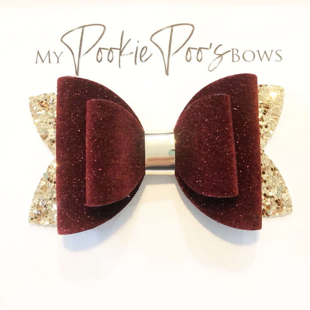 Burgundy Velvet Hair Bow